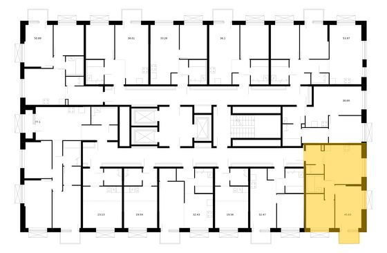 Продажа 2-комнатной квартиры 45,6 м², 22/24 этаж