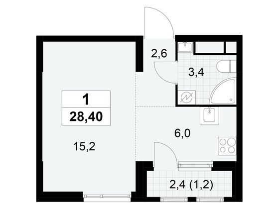 Продажа квартиры-студии 28,4 м², 7/30 этаж