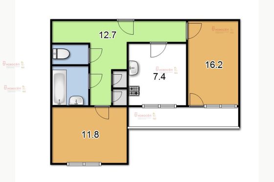 Аренда 2-комнатной квартиры 48 м², 6/16 этаж