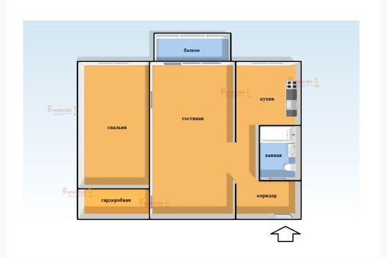 Продажа 2-комнатной квартиры 43 м², 2/5 этаж
