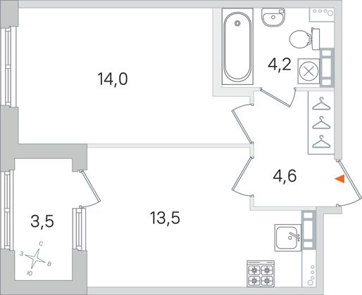 Продажа 1-комнатной квартиры 38 м², 2/4 этаж