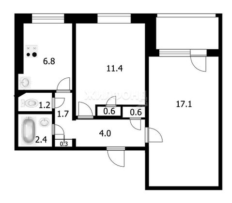 Продажа 2-комнатной квартиры 46,1 м², 1/12 этаж