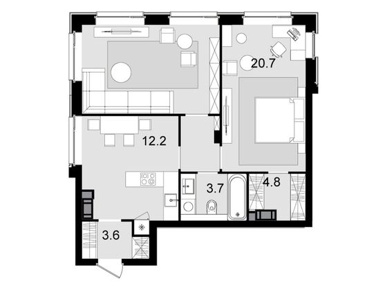 Продажа 2-комнатной квартиры 72 м², 41/47 этаж