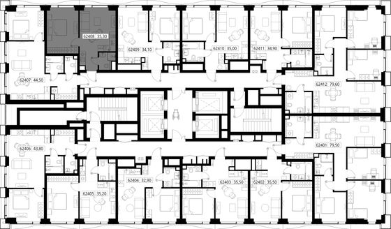 Продажа 1-комнатной квартиры 35,3 м², 24/48 этаж