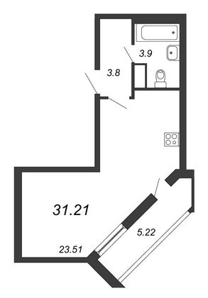 Продажа квартиры-студии 31,2 м², 3/25 этаж