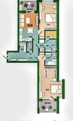 Продажа 2-комнатной квартиры 94,3 м², 3/10 этаж