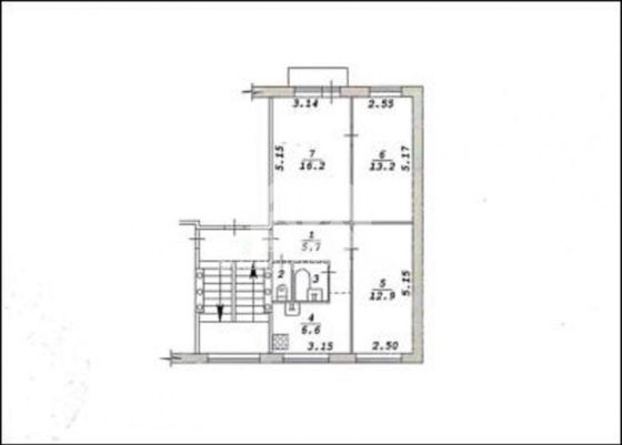 Продажа 3-комнатной квартиры 57 м², 2/5 этаж