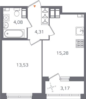 Продажа 1-комнатной квартиры 38,8 м², 14/16 этаж