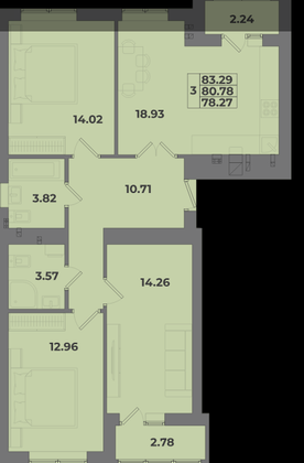 Продажа 3-комнатной квартиры 83,3 м², 6/10 этаж