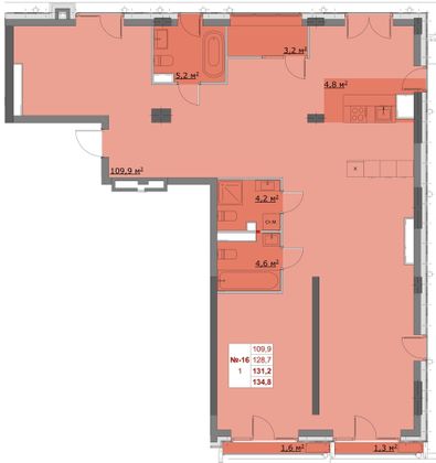 Продажа 3-комнатной квартиры 131,2 м², 6/6 этаж