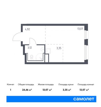 24,5 м², студия, 2/12 этаж