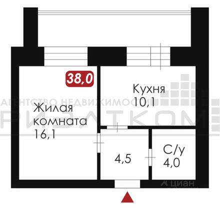 Продажа 1-комнатной квартиры 38 м², 11/12 этаж