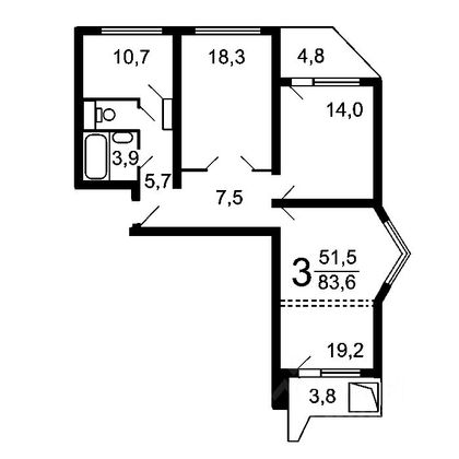 Продажа 3-комнатной квартиры 82 м², 5/17 этаж