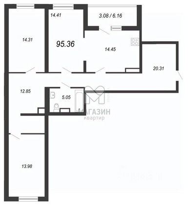 Продажа 3-комнатной квартиры 99 м², 2/10 этаж