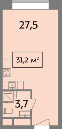 Продажа квартиры-студии 31,2 м², 11/14 этаж