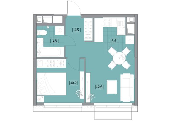 Продажа 2-комнатной квартиры 36,5 м², 9/30 этаж