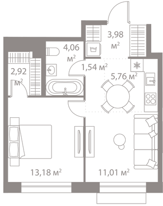 Продажа 1-комнатной квартиры 42,5 м², 5/13 этаж