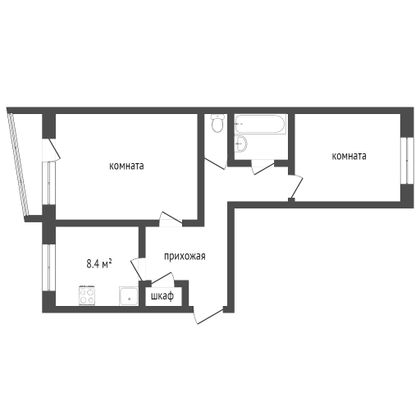 Продажа 2-комнатной квартиры 53,1 м², 1/5 этаж
