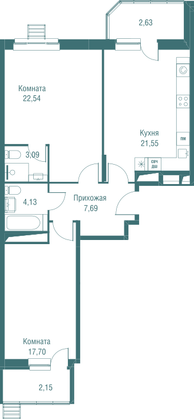 Продажа 2-комнатной квартиры 81,5 м², 9/20 этаж