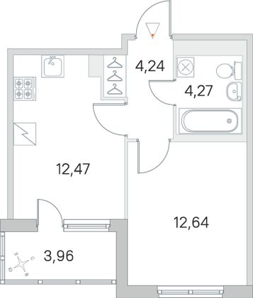 Продажа 1-комнатной квартиры 35,6 м², 5/5 этаж
