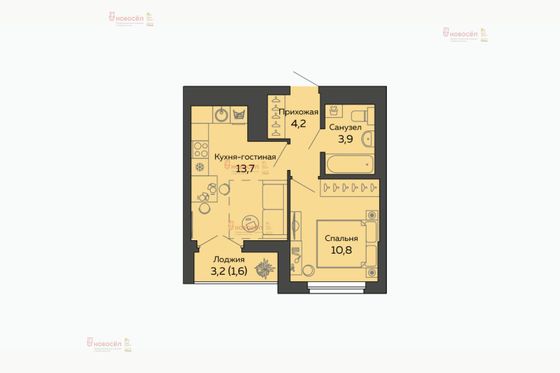 Продажа 1-комнатной квартиры 32 м², 21/25 этаж