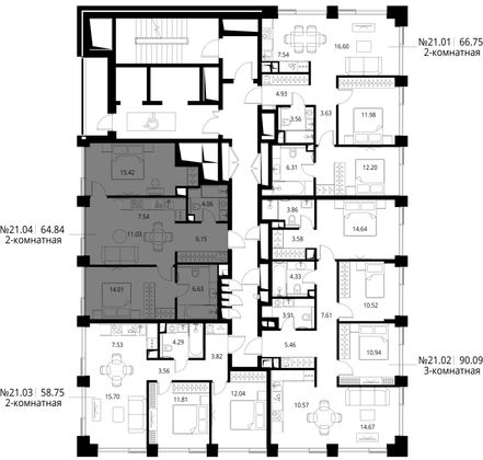 Продажа 2-комнатной квартиры 64,8 м², 21/24 этаж