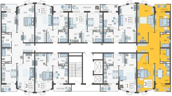 Продажа 3-комнатной квартиры 92,5 м², 14/21 этаж