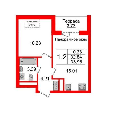 Продажа 1-комнатной квартиры 33 м², 5/5 этаж