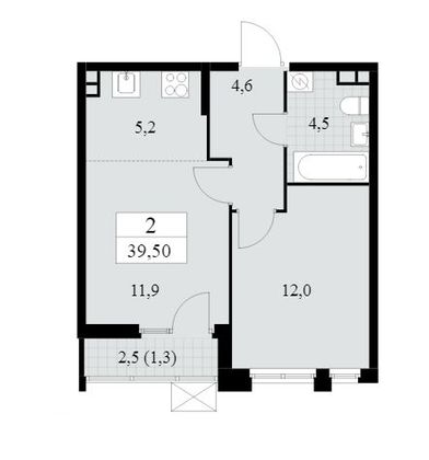 Продажа 1-комнатной квартиры 39,5 м², 4/11 этаж