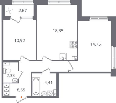 Продажа 2-комнатной квартиры 60,7 м², 3/17 этаж