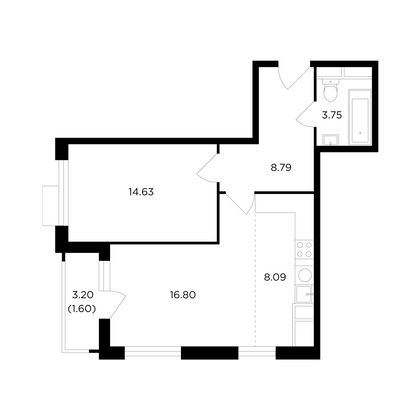 Продажа 2-комнатной квартиры 53,7 м², 21/27 этаж