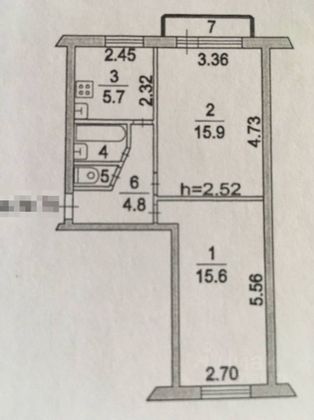 Продажа 2-комнатной квартиры 45,1 м², 4/5 этаж