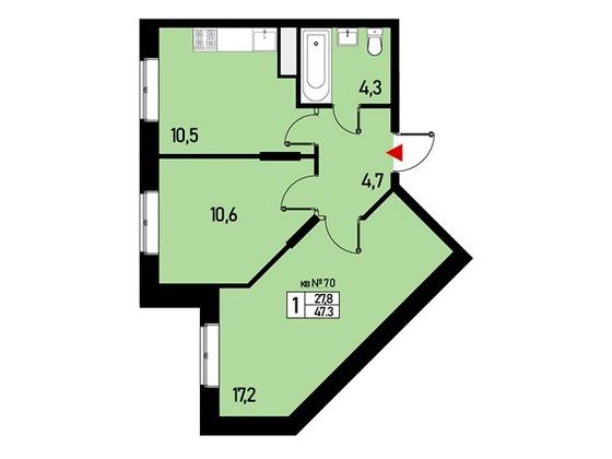 Продажа 2-комнатной квартиры 47 м², 3/3 этаж