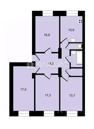Продажа 4-комнатной квартиры 96,1 м², 2/3 этаж