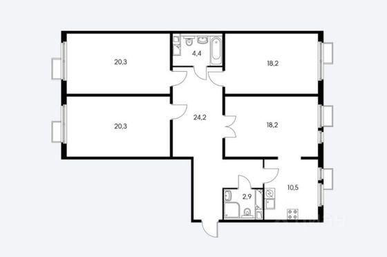 Продажа 4-комнатной квартиры 118,7 м², 9/25 этаж