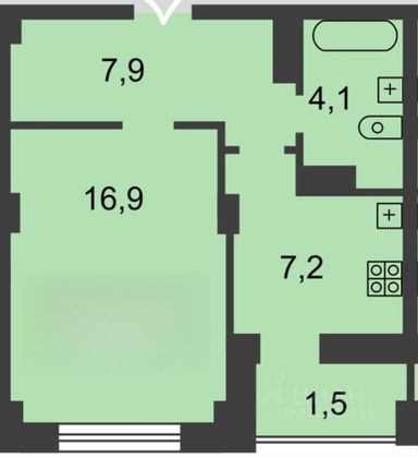 Продажа 1-комнатной квартиры 39 м², 1/19 этаж