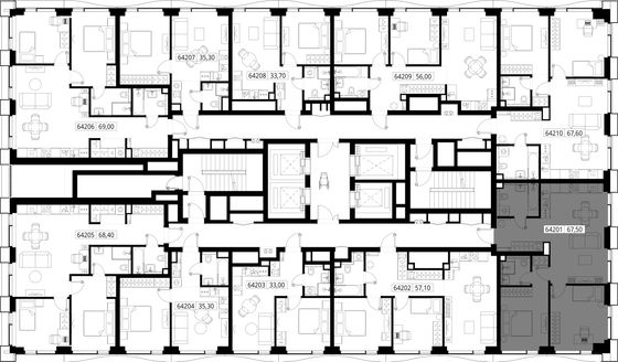 Продажа 2-комнатной квартиры 67,5 м², 42/48 этаж