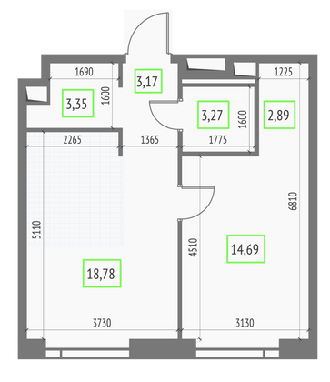 Продажа 1-комнатной квартиры 46,2 м², 6/57 этаж