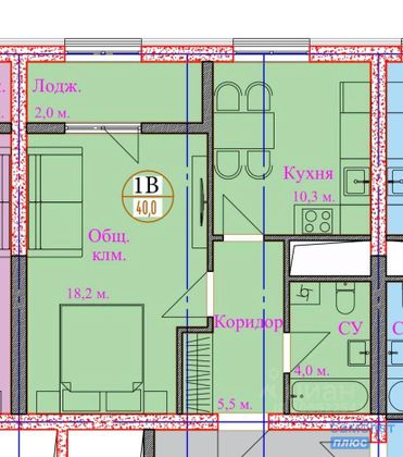 Продажа 1-комнатной квартиры 40 м², 15/20 этаж