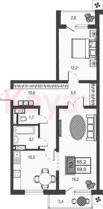 Продажа 2-комнатной квартиры 62,8 м², 17/19 этаж