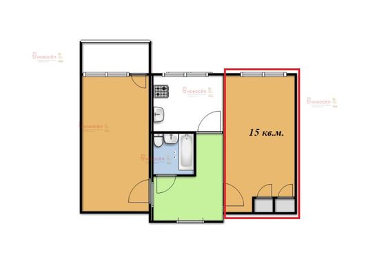 Продажа 1 комнаты, 15 м², 2/5 этаж