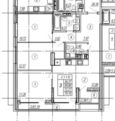 Продажа 3-комнатной квартиры 72,3 м², 12/29 этаж