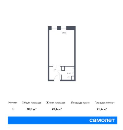 Продажа квартиры-студии 38,1 м², 10/10 этаж