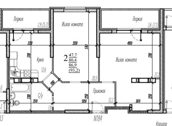 Продажа 2-комнатной квартиры 93,2 м², 20/20 этаж