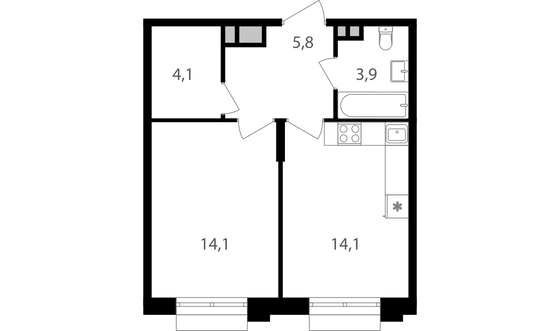 Продажа 1-комнатной квартиры 42 м², 4/9 этаж