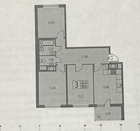 Продажа 3-комнатной квартиры 66 м², 2/9 этаж