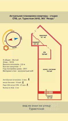 Продажа квартиры-студии 30,4 м², 16/17 этаж