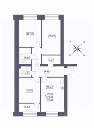 76 м², 3-комн. квартира, 5/11 этаж