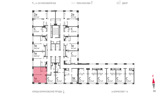 Продажа 1-комнатной квартиры 38,4 м², 2/30 этаж