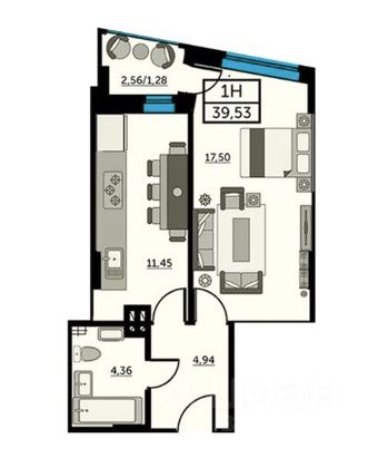 Продажа 1-комнатной квартиры 39,3 м², 18/25 этаж